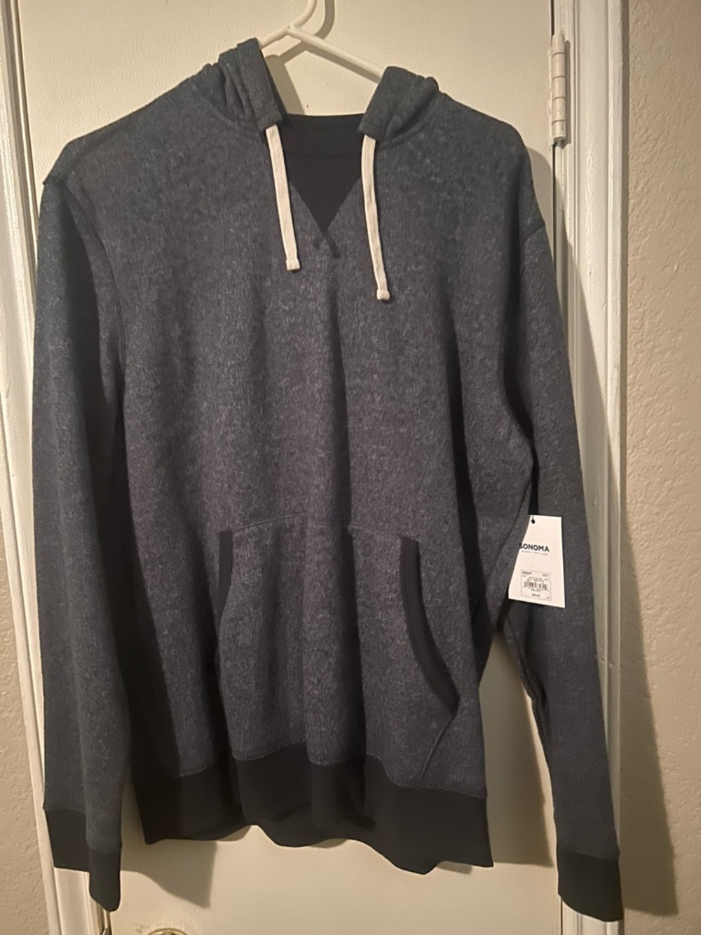 Sonoma Men's Heather Navy Hooded Crewneck Sweater